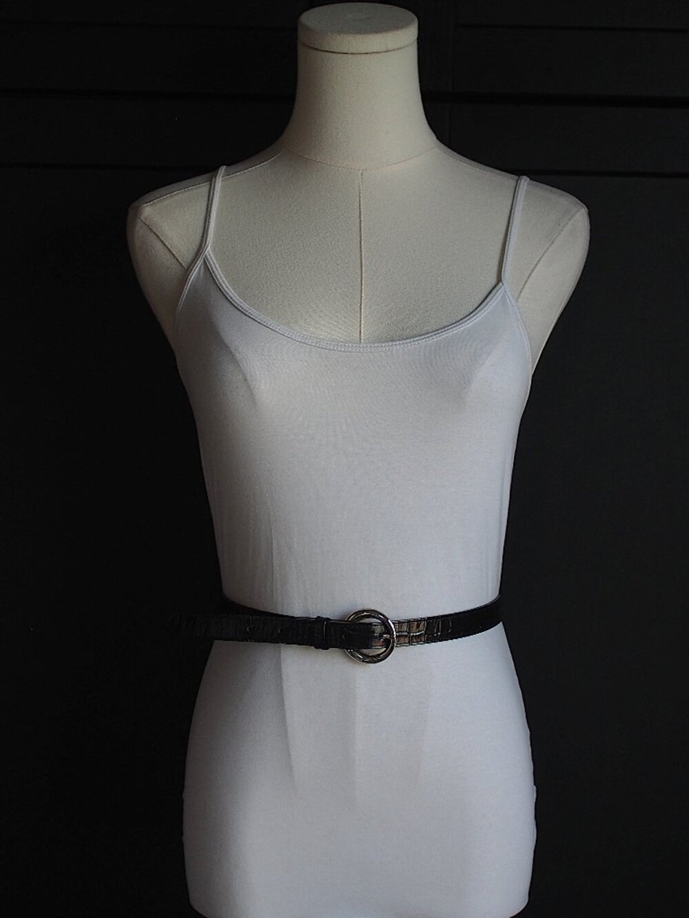 Les Créations Élite | Vintage Artisan Black Crocodile-Embossed Leather Belt